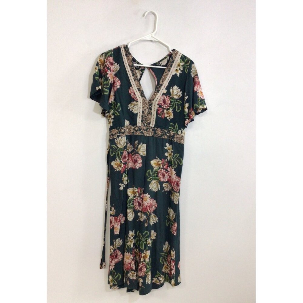 Angie Floral Jumpsuit Crop Wide Leg Womens Small